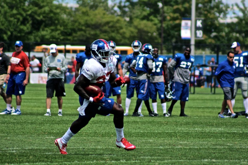 RB David Wilson Practices at Giants Camp before injury. (Credit: Bobby O'Hara PureSportsNY)