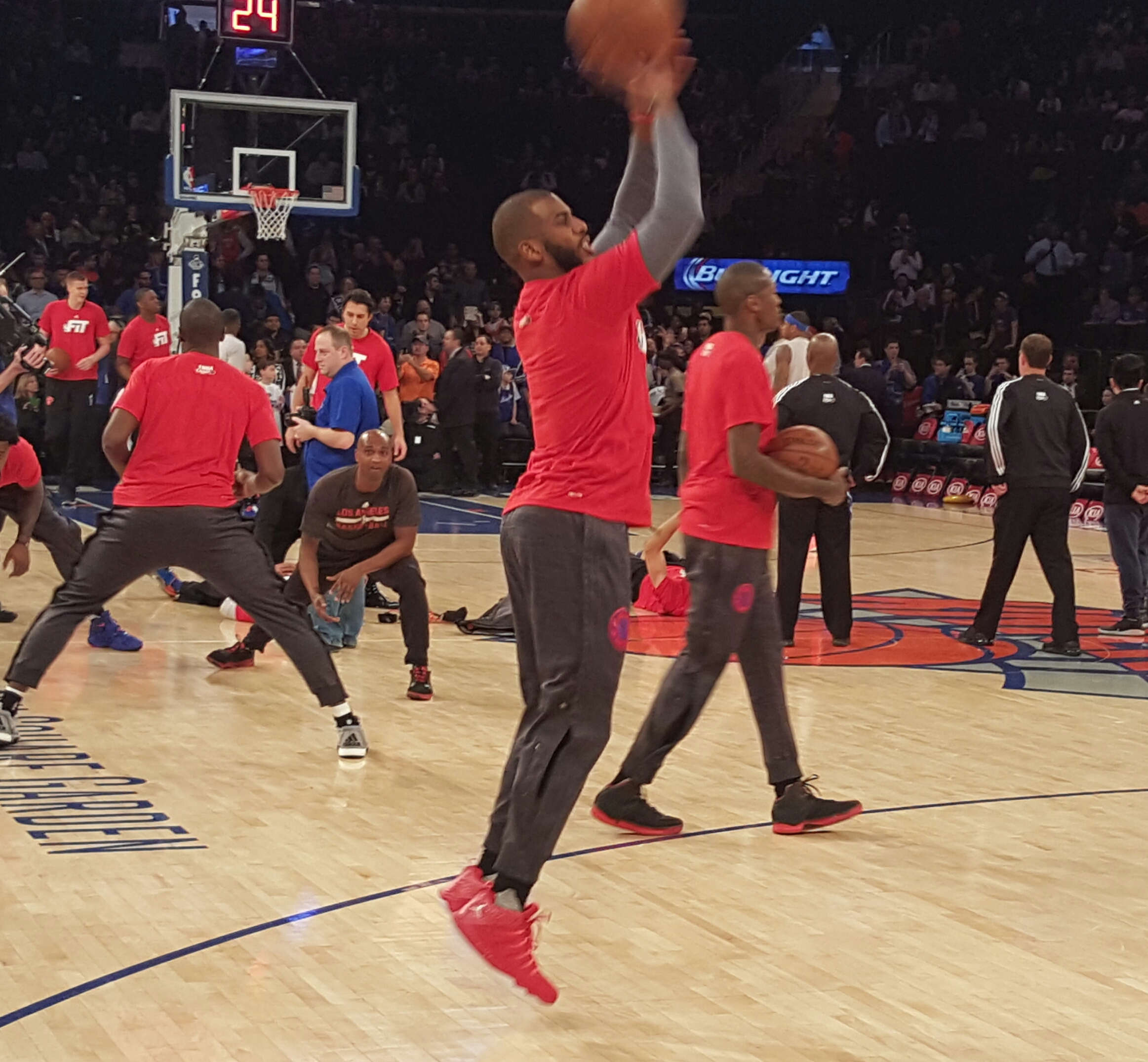 Credit: Barry Holmes/PureSportsNY ... Paul working on his jumper in pre-game warmups.