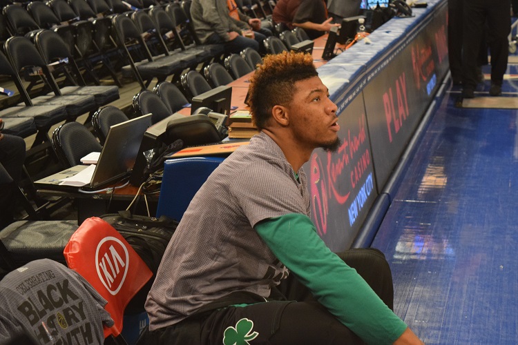 (Credit: Barry Holmes) Marcus Smart of the Celtics before Tuesday night's contest.