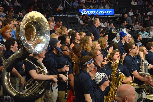 (Credit: Barry Holmes/PureSportsNY) Not even the rowdy Butler band could propel the Bulldogs past Providence.