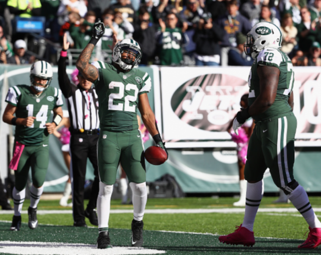 (Photo Credit: Al Bello/ Getty Images) Forte after scoring his first TD of the afternoon.