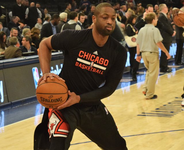 (Photo Credit: Barry Holmes) Wade working on his signature step back in warm-ups