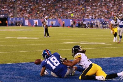(Photo Credit: Bobby O'Hara/PureSportsNY) Lewis Jr. not converting on a touchdown in the Giants' first preseason game.
